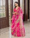 Gulaabo-Rani pink tie and dye hand embroidered lehenga set