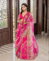 Gulaabo-Rani pink tie and dye hand embroidered lehenga set