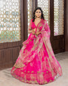 Gulaabo-Rani pink tie and dye hand embroidered lehenga set