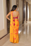 Marie -Mustard yellow tie and dye saree with rani pink bustier