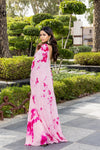 Pinky -Tie and dye garara saree with gold sequin blouse