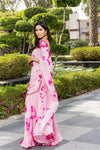 Pinky -Tie and dye garara saree with gold sequin blouse