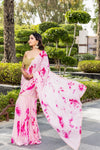 Pinky -Tie and dye garara saree with gold sequin blouse