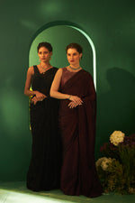 Black Chiffon Saree With Laser Cut Daana Work