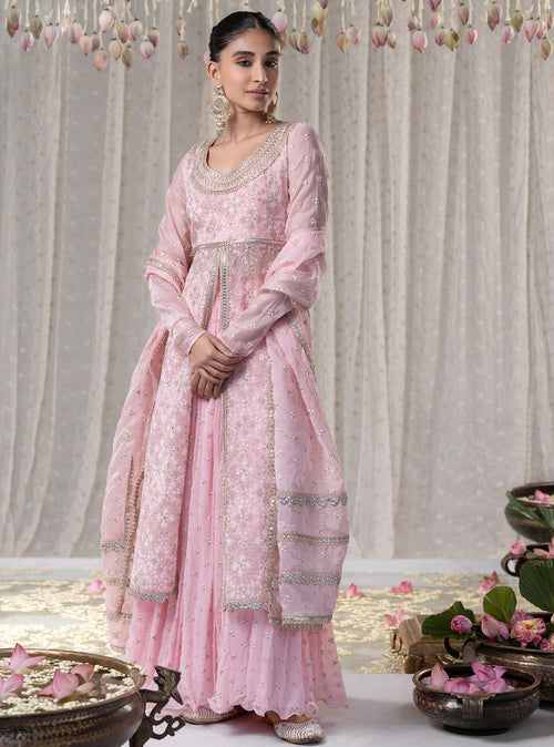 Pink Sajda Anarkali with Sajda Skirt