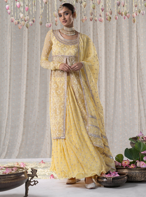 Yellow Sajda Anarkali with Sajda Skirt