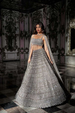 Antique Silver Lehenga Set by Seema Gujral - Lotus Bloom Canada