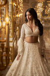 Ivory Gold Floral Lehenga Set by Seema Gujral - Lotus Bloom Canada