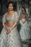 White Chandelier Lehenga Set by Seema Gujral at Lotus Bloom