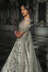 White Chandelier Lehenga Set by Seema Gujral at Lotus Bloom