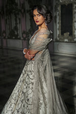 White Chandelier Lehenga Set by Seema Gujral at Lotus Bloom