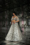 White Chandelier Lehenga Set by Seema Gujral at Lotus Bloom