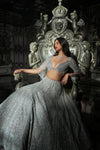 Light Grey Sequin Lehenega Set by Seema Gujral - Lotus Bloom Canada