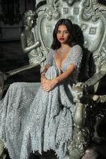 Light Grey Sequin Lehenega Set by Seema Gujral - Lotus Bloom Canada