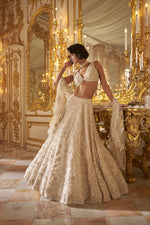 Ivory Three-Dimensional Lehenga Set by Seema Gujral - Lotus Bloom Canada