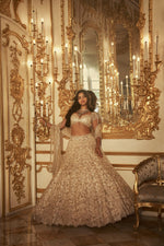 Ivory Sequin Lehenga Set by Seema Gujral - Lotus Bloom Canada