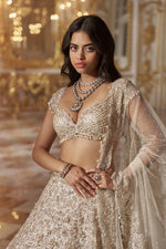 Ivory Sequin Lehenga Set by Seema Gujral - Lotus Bloom Canada