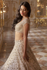 Ivory Sequin Lehenga Set by Seema Gujral - Lotus Bloom Canada