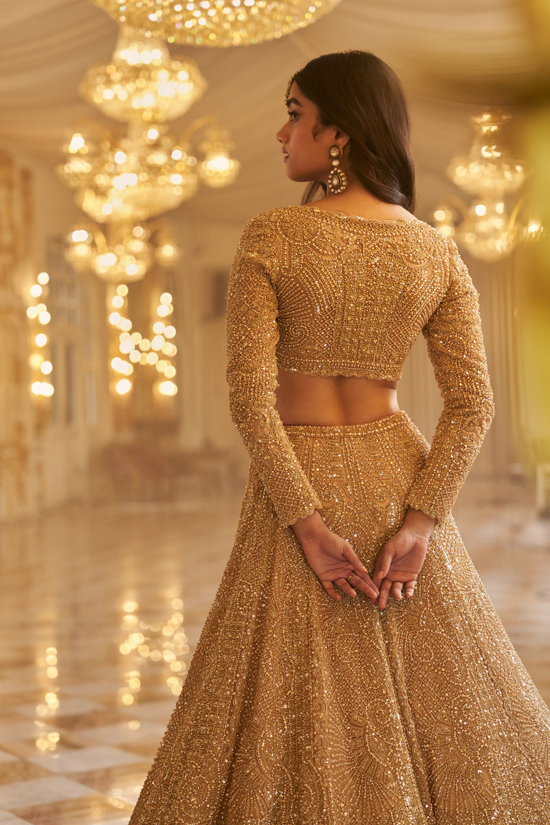 Gold Pearl Lehenga Set