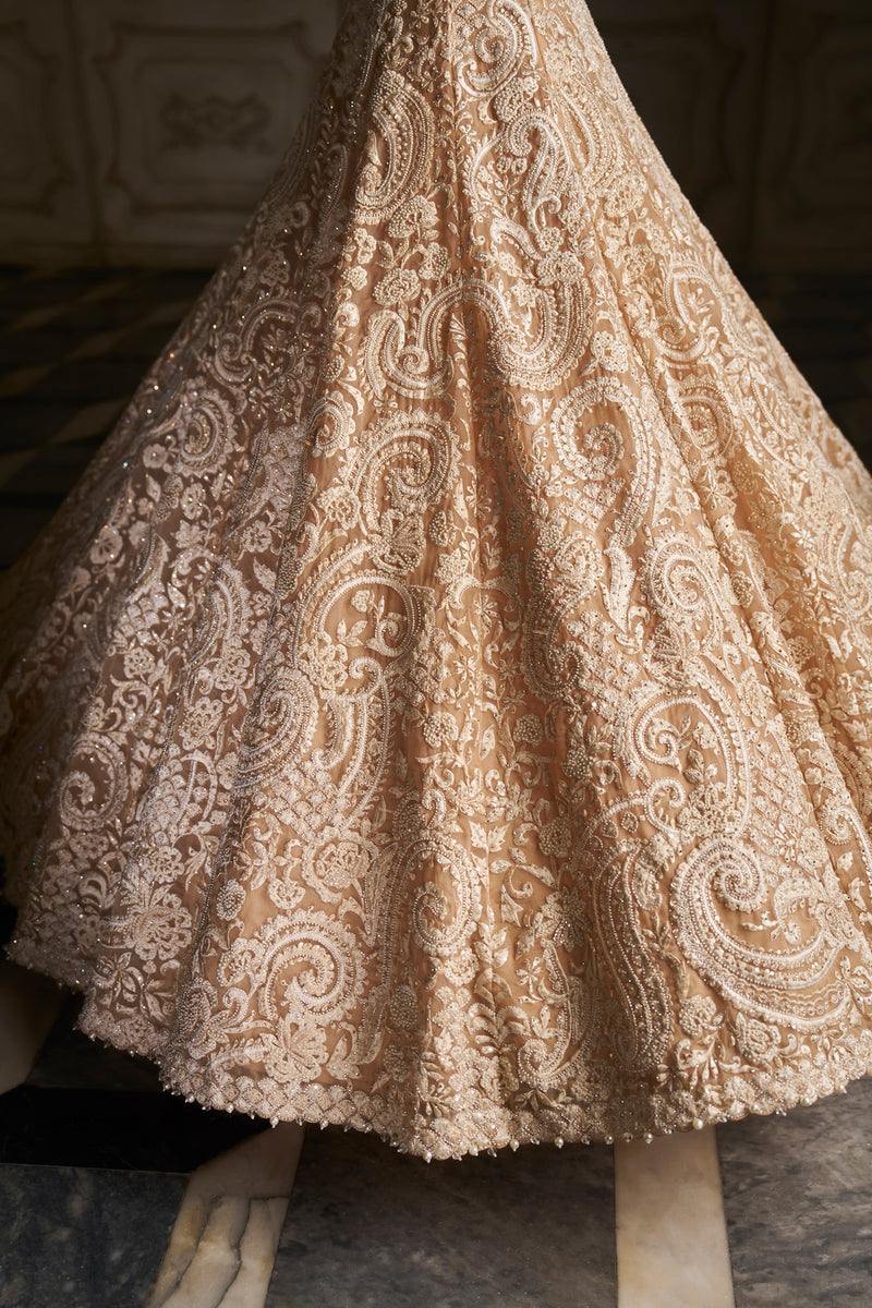 Nude Paisley Lehenga Set by Seema Gujral - Lotus Bloom Canada