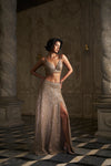 Nude Sequin Skirt Set by Seema Gujral - Lotus Bloom Canada