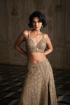 Nude Sequin Skirt Set by Seema Gujral - Lotus Bloom Canada