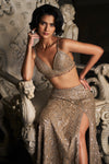 Nude Sequin Skirt Set by Seema Gujral - Lotus Bloom Canada