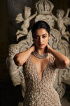 Nude Scalloped Gown by Seema Gujral - Lotus Bloom Canada