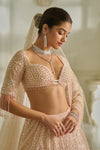 Powder Pink Sequin Lehenga Set by Seema Gujral - Lotus Bloom Canada