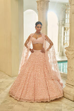 Powder Pink Sequin Lehenga Set by Seema Gujral - Lotus Bloom Canada