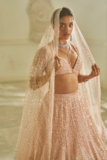 Powder Pink Sequin Lehenga Set by Seema Gujral - Lotus Bloom Canada