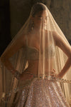 Powder Peach Sequin Lehenga Set by Seema Gujral - Lotus Bloom Canada