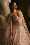 Powder Peach Sequin Lehenga Set by Seema Gujral - Lotus Bloom Canada