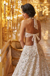 White Sequin Lehenga Set by Seema Gujral at Lotus Bloom