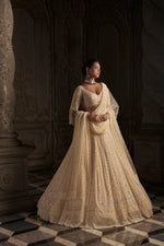 Cream Pearl Lehenga Set by Seema Gujral - Lotus Bloom Canada