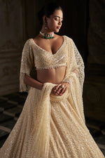 Cream Pearl Lehenga Set by Seema Gujral - Lotus Bloom Canada