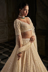 Cream Pearl Lehenga Set by Seema Gujral - Lotus Bloom Canada