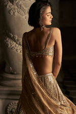 Gold Mirror Work Lehenga Set by Seema Gujral - Lotus Bloom Canada