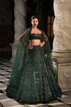 Emerald Green Sequin Lehenga Set by Seema Gujral - Lotus Bloom Canada