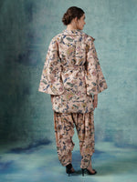 A Cotton Printed Silk Jacket With Dhoti Pants