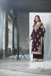 Velvet Suit Set Adorned With Zari And Appliqué Work And Paired With Organza Dupatta