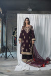 Velvet Suit Set Adorned With Zari And Appliqué Work And Paired With Organza Dupatta