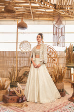 NOOR JACKET PAIRED WITH BUSTIER AND LEHENGA