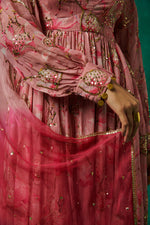 Pink Floral Print Anarkali and Dupatta
