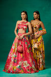 Pink Lehenga Set with Dupatta Attached on Shoulder