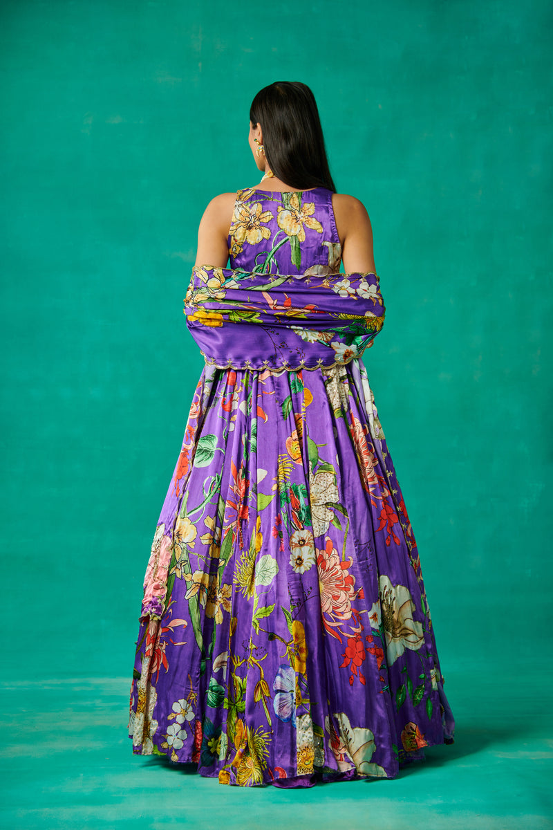 Purple Lehenga and Blouse Set with Dupatta