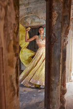 BRIGHT YELLOW GEORGETTE LEHENGA SET