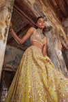 BRIGHT YELLOW GEORGETTE LEHENGA SET