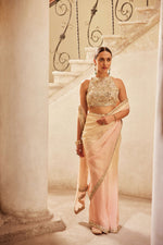 PINK IVORY OMBRE ORGANZA SAREE SET