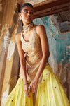 BRIGHT YELLOW GEORGETTE HALTER GHARARA SET